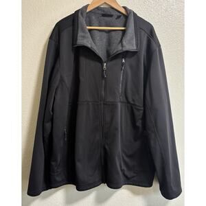 Black Softshell Full Zip Hooded Jacket Coat Zip Pockets Ski Swiss Tech Mens 3XL